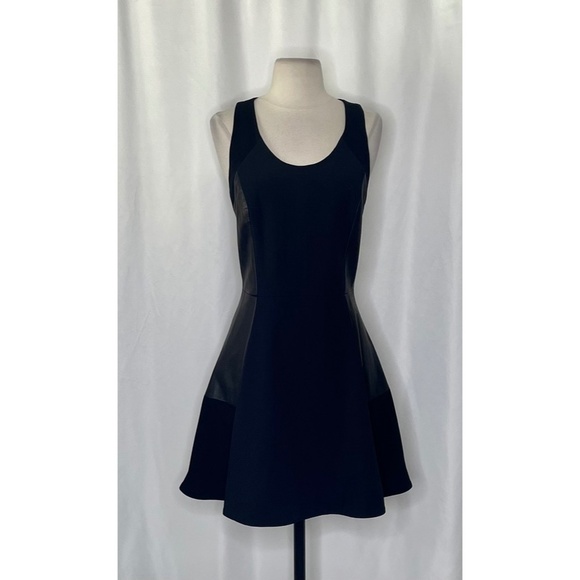 RAG & BONE Leather Montrose Fit N’ Flare Little Black Dress Panel Mini Size 6 - Picture 3 of 16
